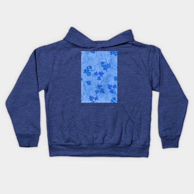 Blue Fallen Leaves Kids Hoodie by PrivateVices